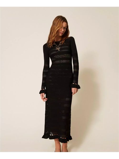 Abito lungo in maglia con volant